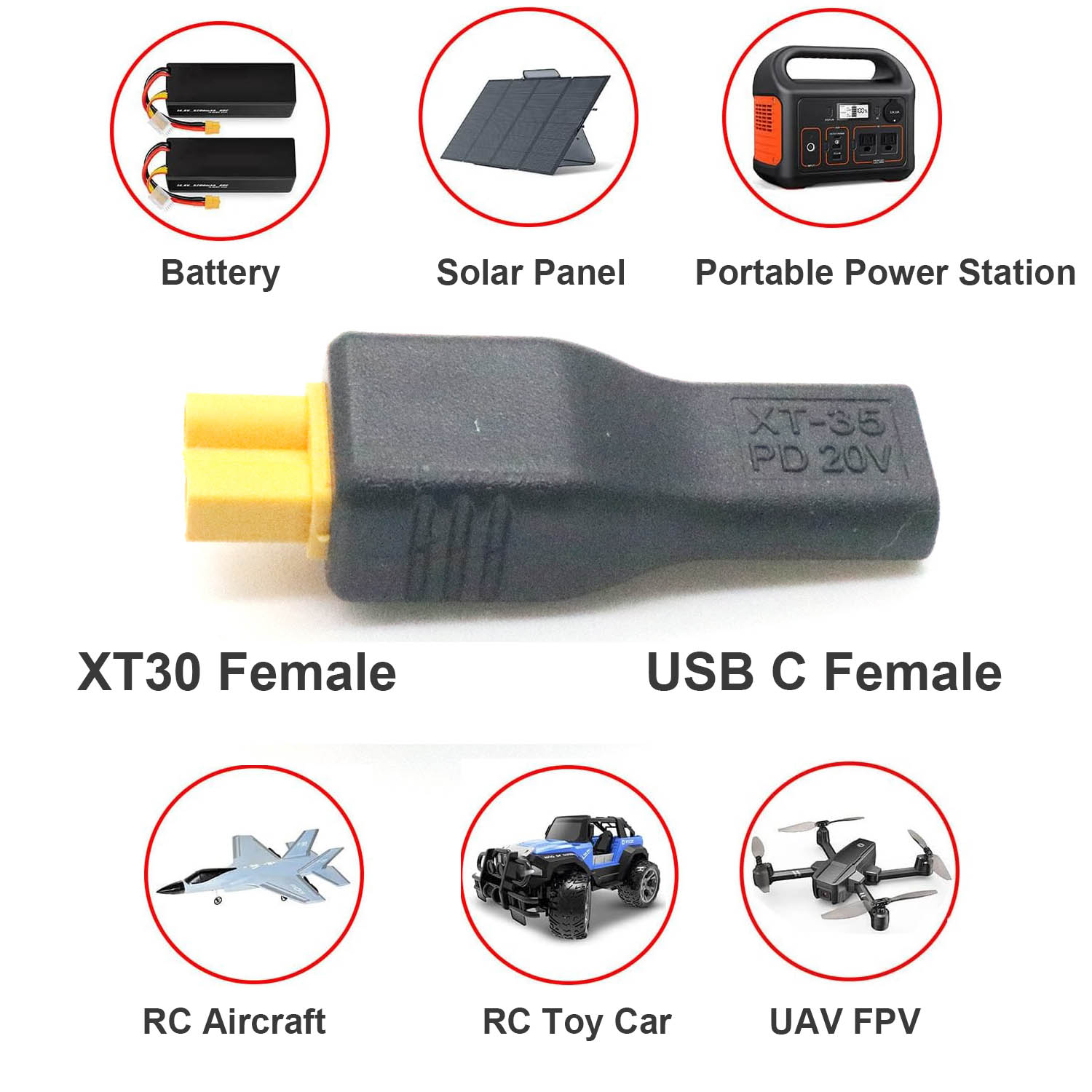 1개 USB 타입 C 여성 입력 포트에서 XT30 여성 - Drone Battery Adapter 리뷰 및 가격